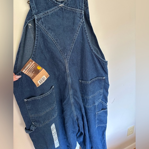 NWT Carhartt Washed-Denim Bib Overalls Dark Wash Size 42 X 32 - Picture 8 of 15